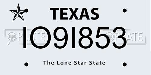 IO9I853 Texas License Plate