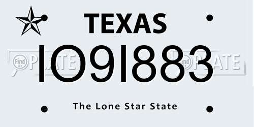 IO9I883 Texas License Plate