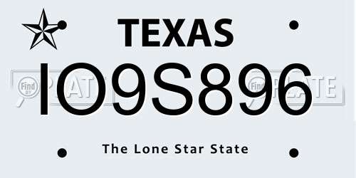 IO9S896 Texas License Plate
