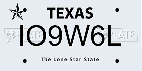 IO9W6L Texas License Plate