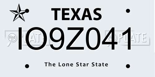 IO9Z041 Texas License Plate