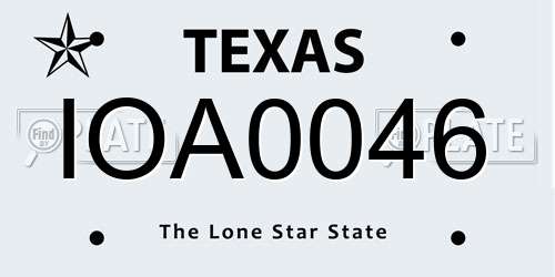 IOA0046 Texas License Plate