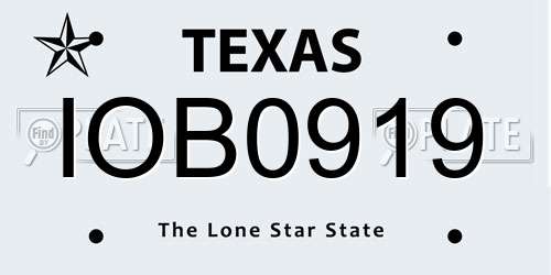 IOB0919 Texas License Plate