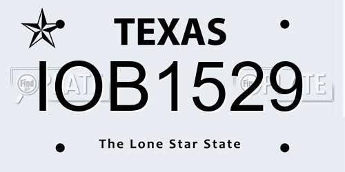 IOB1529 Texas License Plate