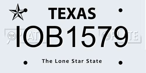 IOB1579 Texas License Plate