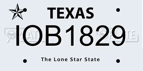 IOB1829 Texas License Plate