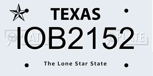 IOB2152 Texas License Plate