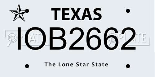 IOB2662 Texas License Plate