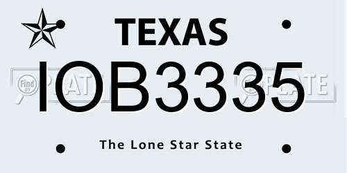 IOB3335 Texas License Plate