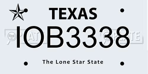IOB3338 Texas License Plate