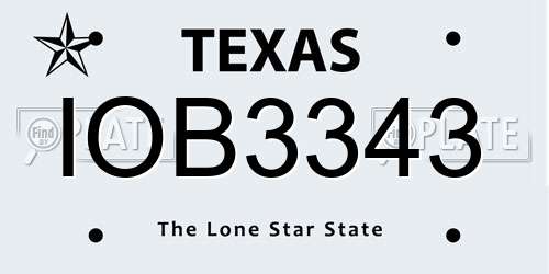 IOB3343 Texas License Plate