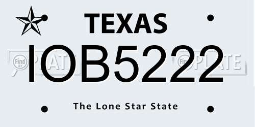 IOB5222 Texas License Plate