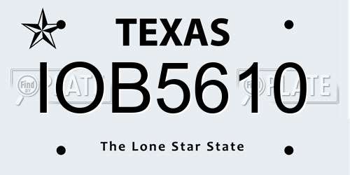 IOB5610 Texas License Plate