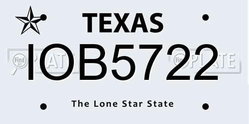 IOB5722 Texas License Plate