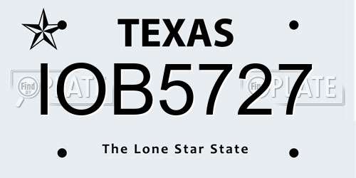 IOB5727 Texas License Plate