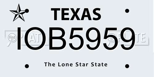 IOB5959 Texas License Plate