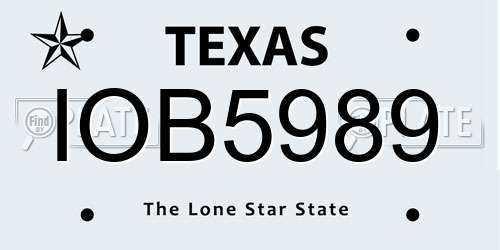 IOB5989 Texas License Plate