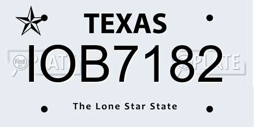IOB7182 Texas License Plate