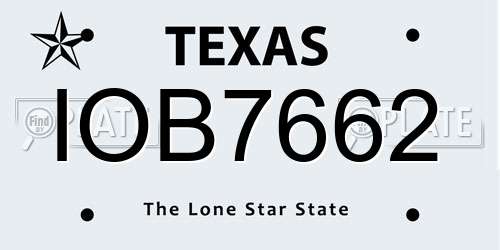 IOB7662 Texas License Plate