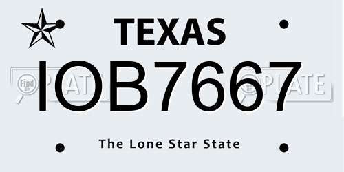 IOB7667 Texas License Plate