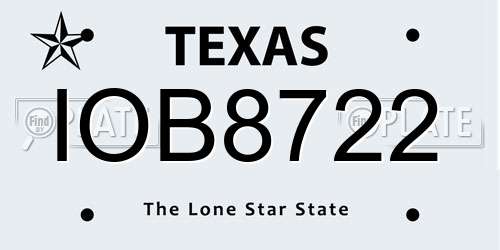 IOB8722 Texas License Plate