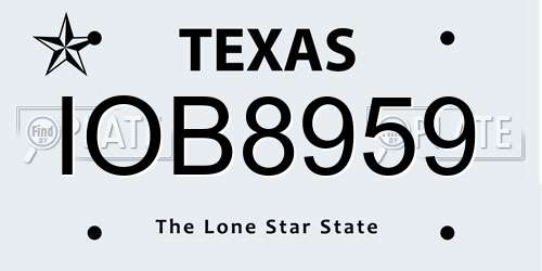 IOB8959 Texas License Plate