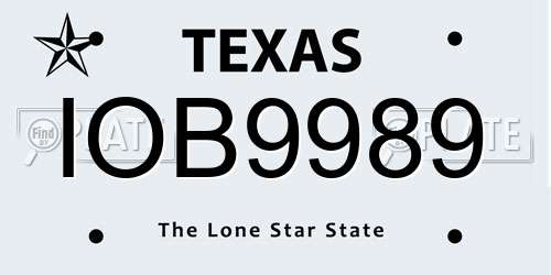 IOB9989 Texas License Plate