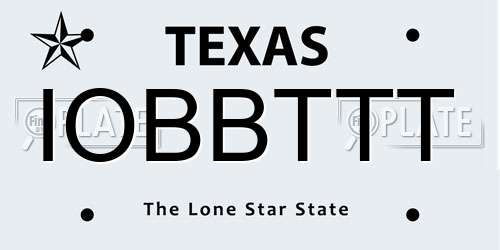 IOBBTTT Texas License Plate