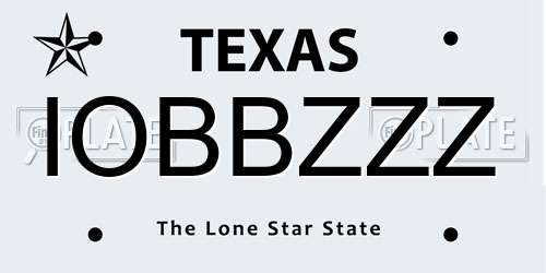 IOBBZZZ Texas License Plate