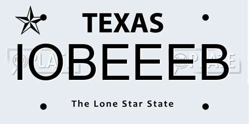 IOBEEEB Texas License Plate