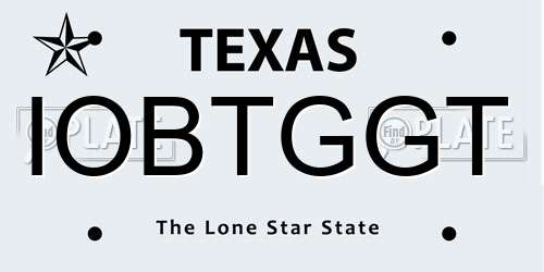 IOBTGGT Texas License Plate