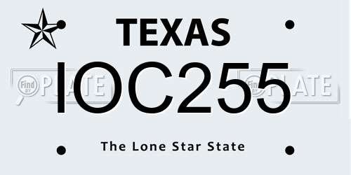 IOC255 Texas License Plate