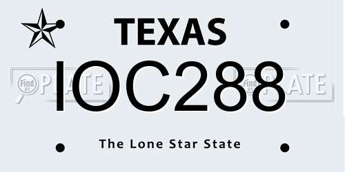 IOC288 Texas License Plate