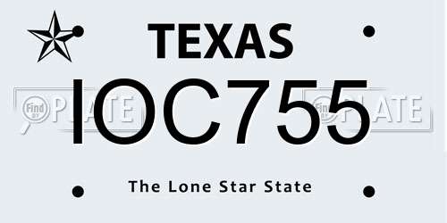 IOC755 Texas License Plate