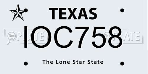 IOC758 Texas License Plate