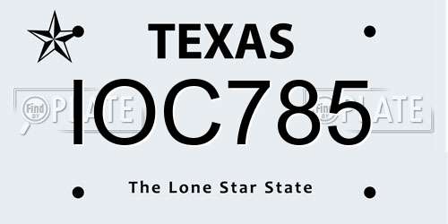IOC785 Texas License Plate