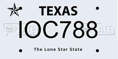 IOC788 Texas License Plate