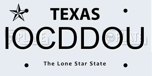 IOCDDOU Texas License Plate