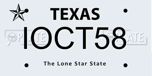 IOCT58 Texas License Plate