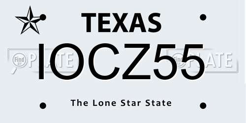 IOCZ55 Texas License Plate