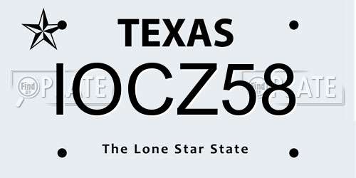 IOCZ58 Texas License Plate