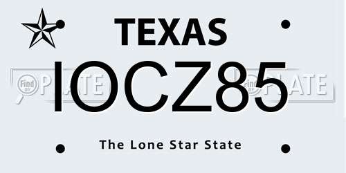 IOCZ85 Texas License Plate