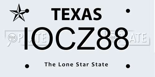 IOCZ88 Texas License Plate
