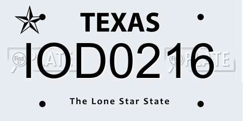 IOD0216 Texas License Plate