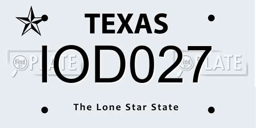 IOD027 Texas License Plate