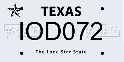 IOD072 Texas License Plate