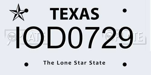IOD0729 Texas License Plate