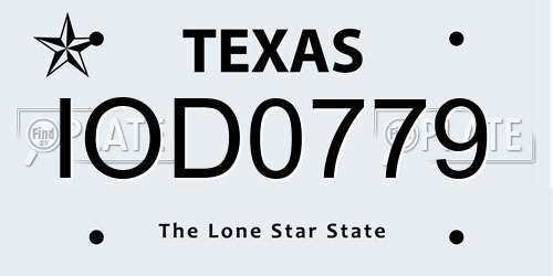 IOD0779 Texas License Plate