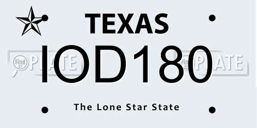 IOD180 Texas License Plate