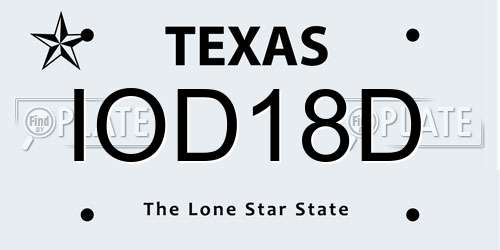 IOD18D Texas License Plate